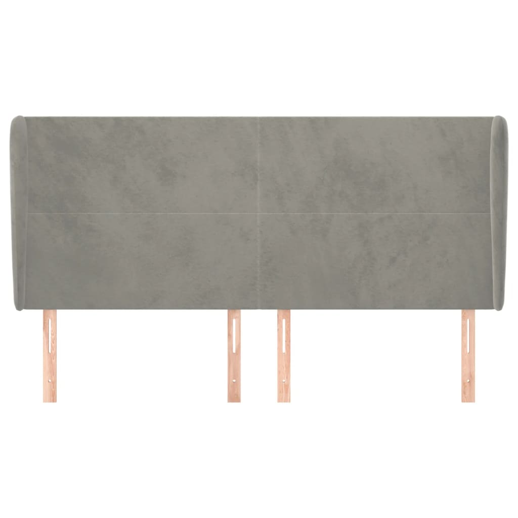 vidaXL Κεφαλάρι με Πτερύγια Ανοιχτό Γκρι 183x23x118/128 εκ. Βελούδινο