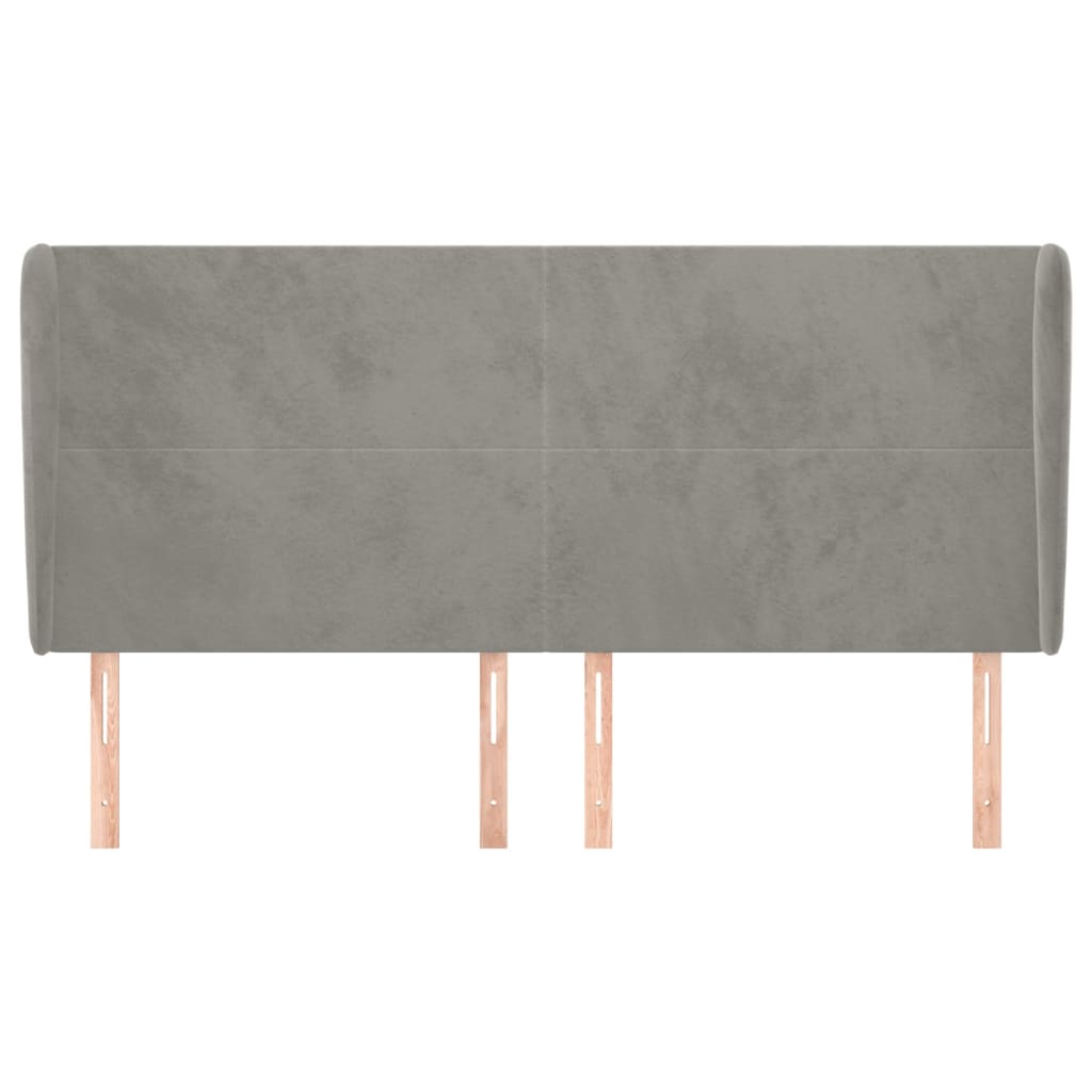 vidaXL Κεφαλάρι με Πτερύγια Ανοιχτό Γκρι 203x23x118/128 εκ. Βελούδινο