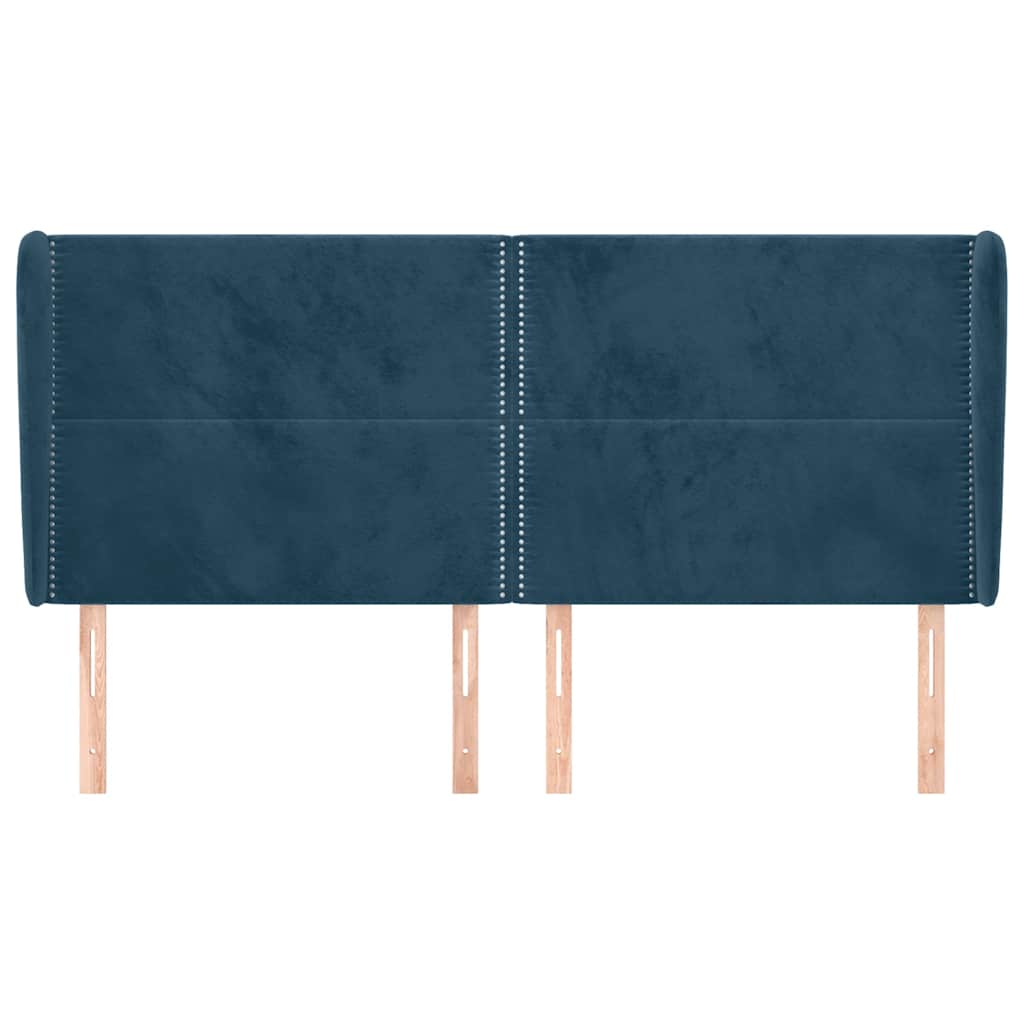 vidaXL Κεφαλάρι με Πτερύγια Σκούρο Μπλε 163x23x118/128 εκ. Βελούδινο