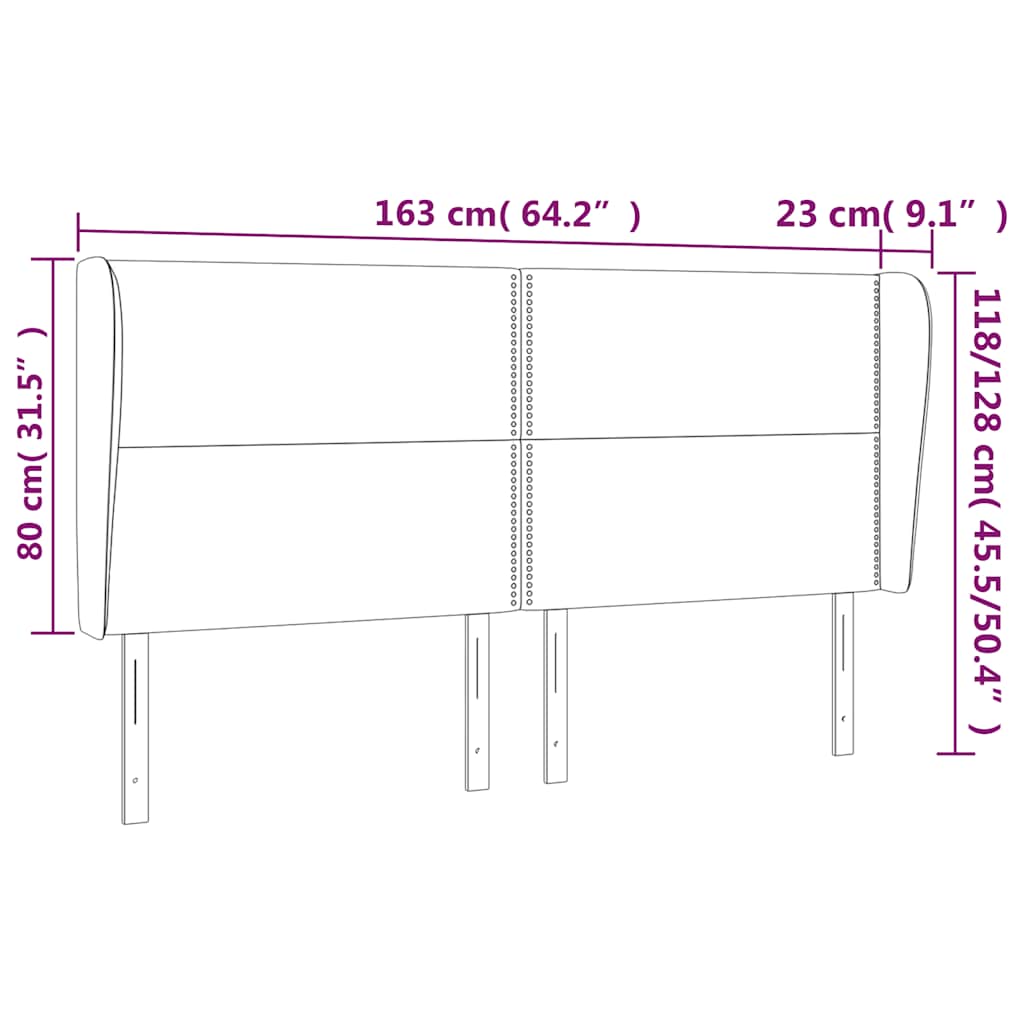 vidaXL Κεφαλάρι με Πτερύγια Σκούρο Μπλε 163x23x118/128 εκ. Βελούδινο