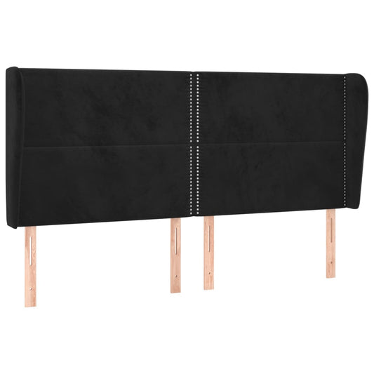 vidaXL Κεφαλάρι με Πτερύγια Μαύρο 203x23x118/128 εκ. Βελούδινο