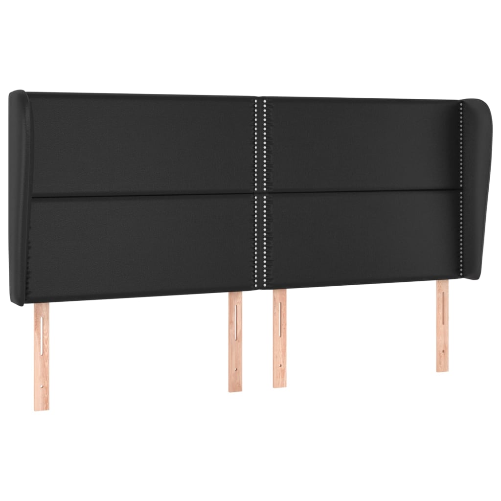 vidaXL Κεφαλάρι με Πτερύγια Μαύρο 183x23x118/128 εκ.Συνθ. Δέρμα