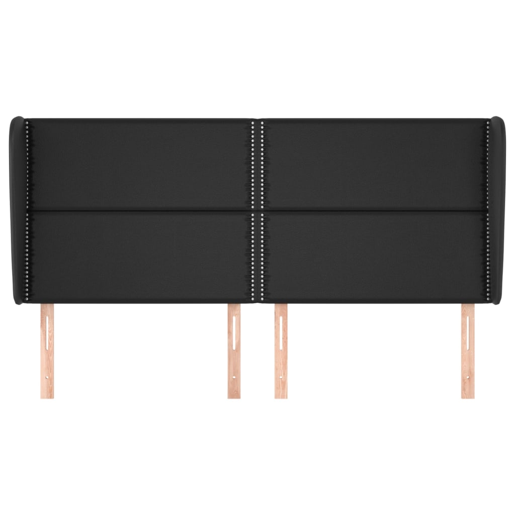 vidaXL Κεφαλάρι με Πτερύγια Μαύρο 203x23x118/128 εκ. Συνθ. Δέρμα