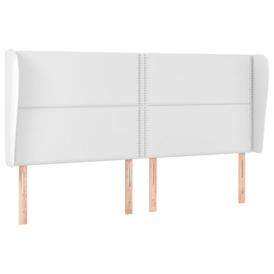 vidaXL Κεφαλάρι με Πτερύγια Λευκό 203x23x118/128 εκ. Συνθ. Δέρμα