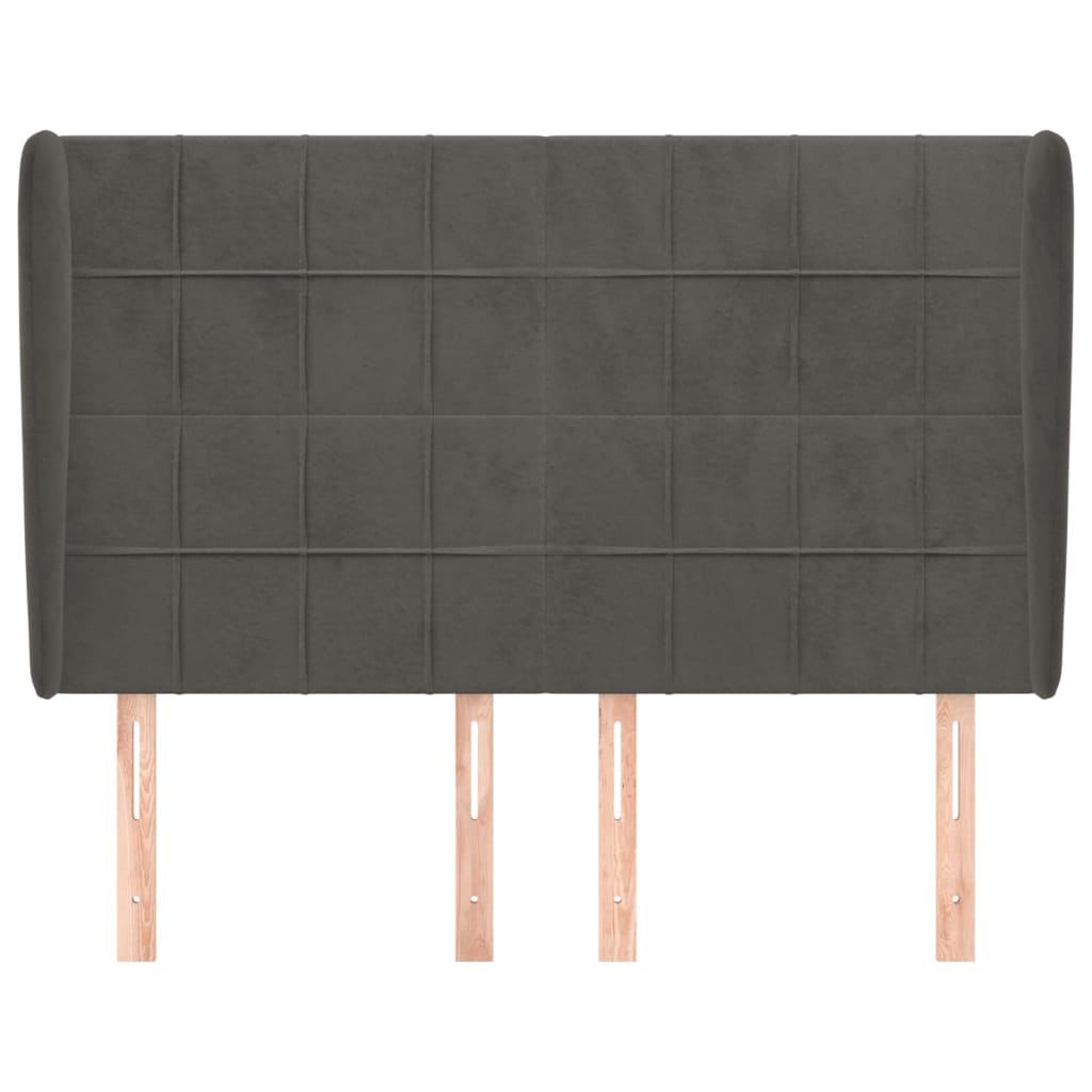 vidaXL Κεφαλάρι με Πτερύγια Σκούρο Γκρι 147x23x118/128 εκ. Βελούδινο