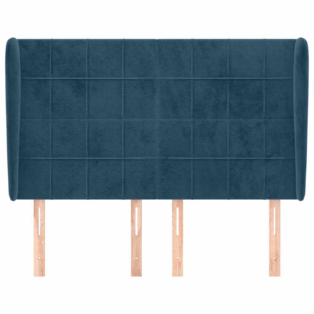 vidaXL Κεφαλάρι με Πτερύγια Σκούρο Μπλε 147x23x118/128 εκ.Βελούδινο