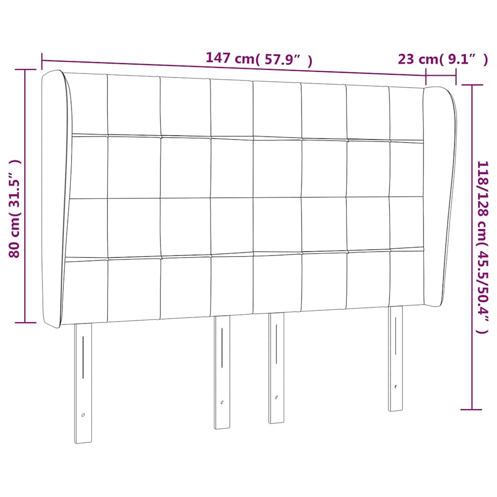 vidaXL Κεφαλάρι με Πτερύγια Σκούρο Μπλε 147x23x118/128 εκ.Βελούδινο