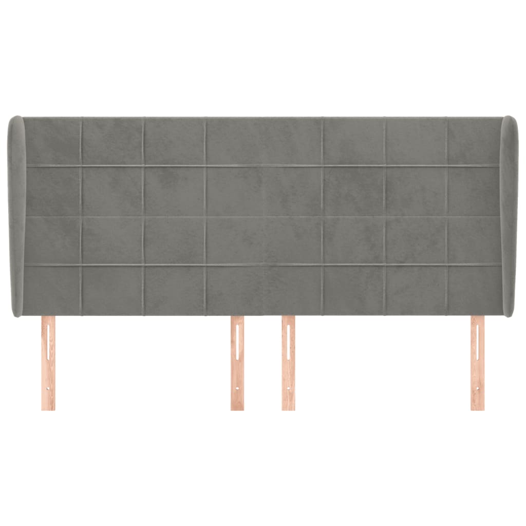 vidaXL Κεφαλάρι με Πτερύγια Ανοιχτό Γκρι 183x23x118/128 εκ. Βελούδινο