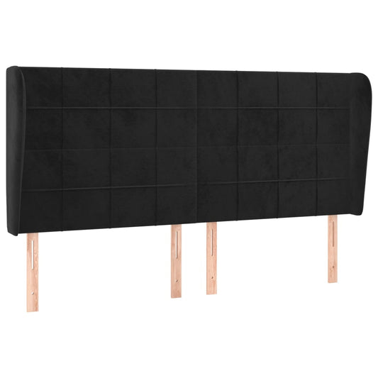 vidaXL Κεφαλάρι με Πτερύγια Μαύρο 203x23x118/128 εκ. Βελούδινο