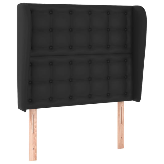 vidaXL Κεφαλάρι με Πτερύγια Μαύρο 93 x 23 x 118/128 εκ.Συνθετικό Δέρμα