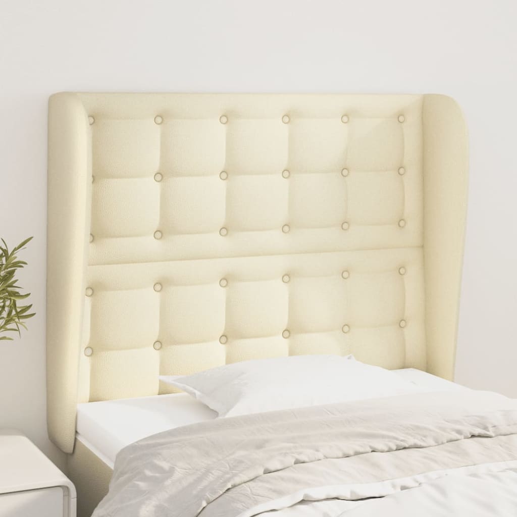 vidaXL Κεφαλάρι με Πτερύγια Κρεμ 93x23x118/128 εκ. Συνθετικό Δέρμα