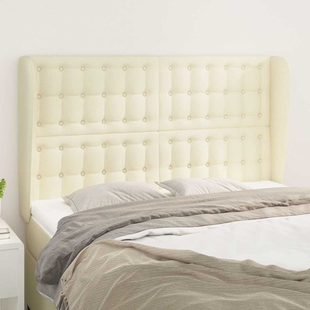 vidaXL Κεφαλάρι με Πτερύγια Κρεμ 147x23x118/128 εκ. Συνθετικό Δέρμα