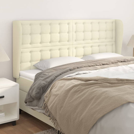 vidaXL Κεφαλάρι με Πτερύγια Κρεμ 163x23x118/128 εκ. Συνθετικό Δέρμα