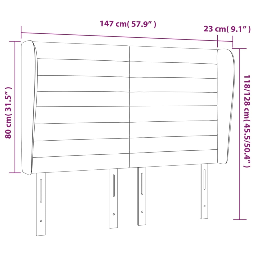 vidaXL Κεφαλάρι με Πτερύγια Μπλε 147x23x118/128 εκ. Υφασμάτινο