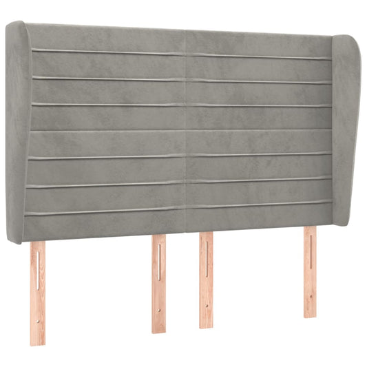 vidaXL Κεφαλάρι με Πτερύγια Ανοιχτό Γκρι 147x23x118/128 εκ. Βελούδινο