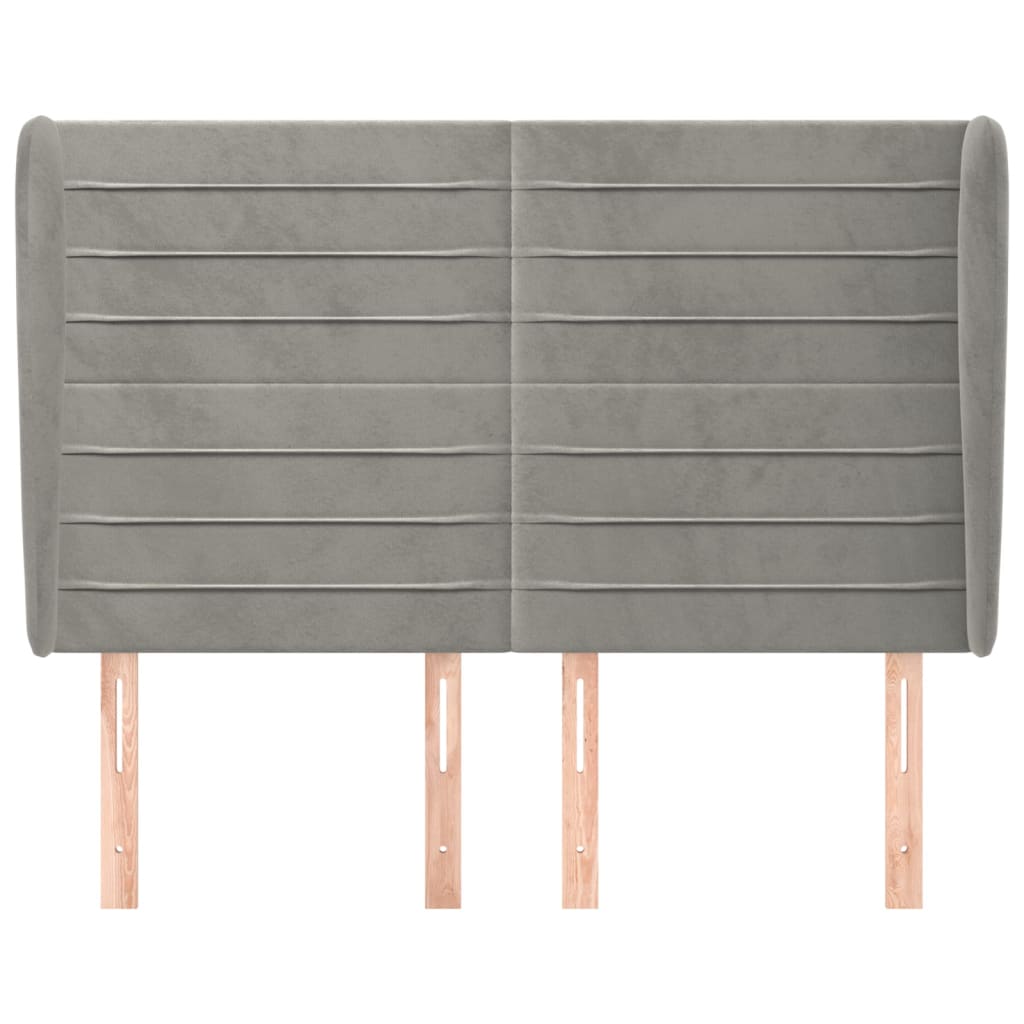 vidaXL Κεφαλάρι με Πτερύγια Ανοιχτό Γκρι 147x23x118/128 εκ. Βελούδινο