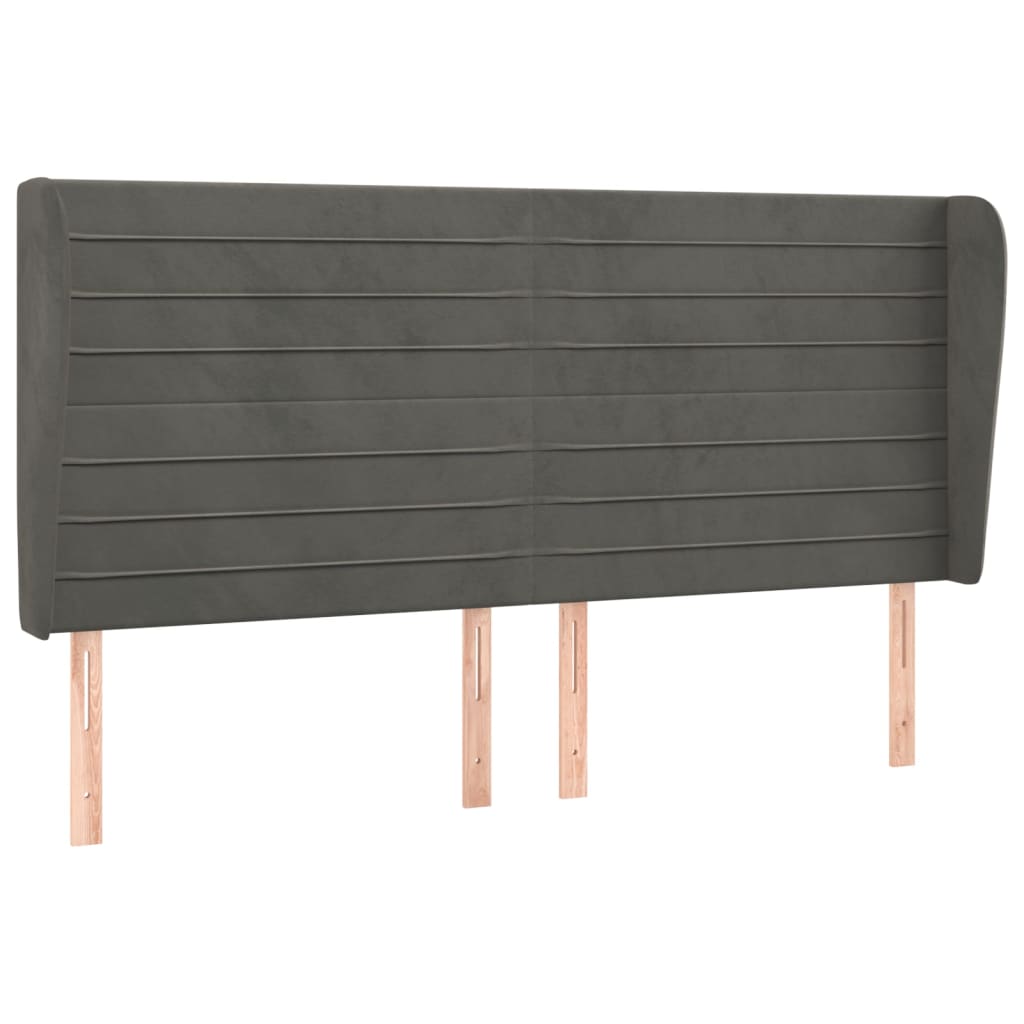 vidaXL Κεφαλάρι με Πτερύγια Σκούρο Γκρι 163x23x118/128 εκ. Βελούδινο