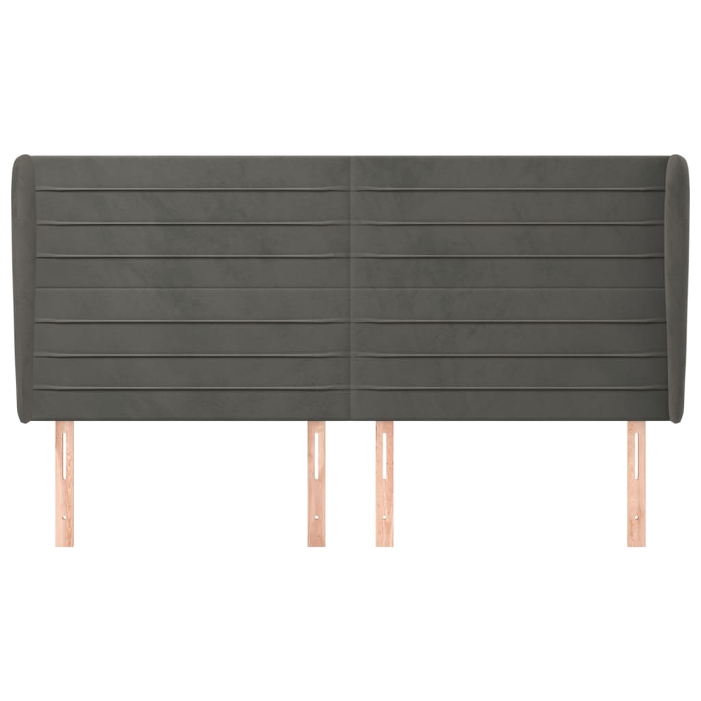 vidaXL Κεφαλάρι με Πτερύγια Σκούρο Γκρι 163x23x118/128 εκ. Βελούδινο