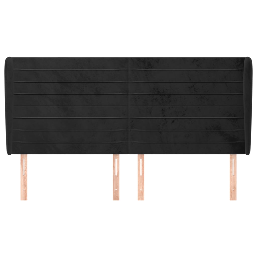 vidaXL Κεφαλάρι με Πτερύγια Μαύρο 183x23x118/128 εκ. Βελούδινο