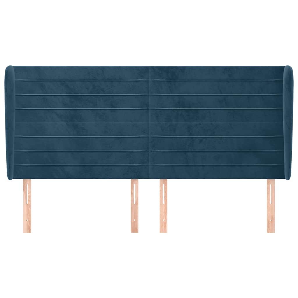 vidaXL Κεφαλάρι με Πτερύγια Σκούρο Μπλε 183x23x118/128 εκ. Βελούδινο