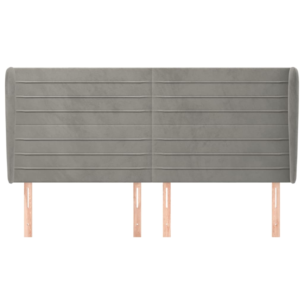 vidaXL Κεφαλάρι με Πτερύγια Ανοιχτό Γκρι 203x23x118/128 εκ. Βελούδινο