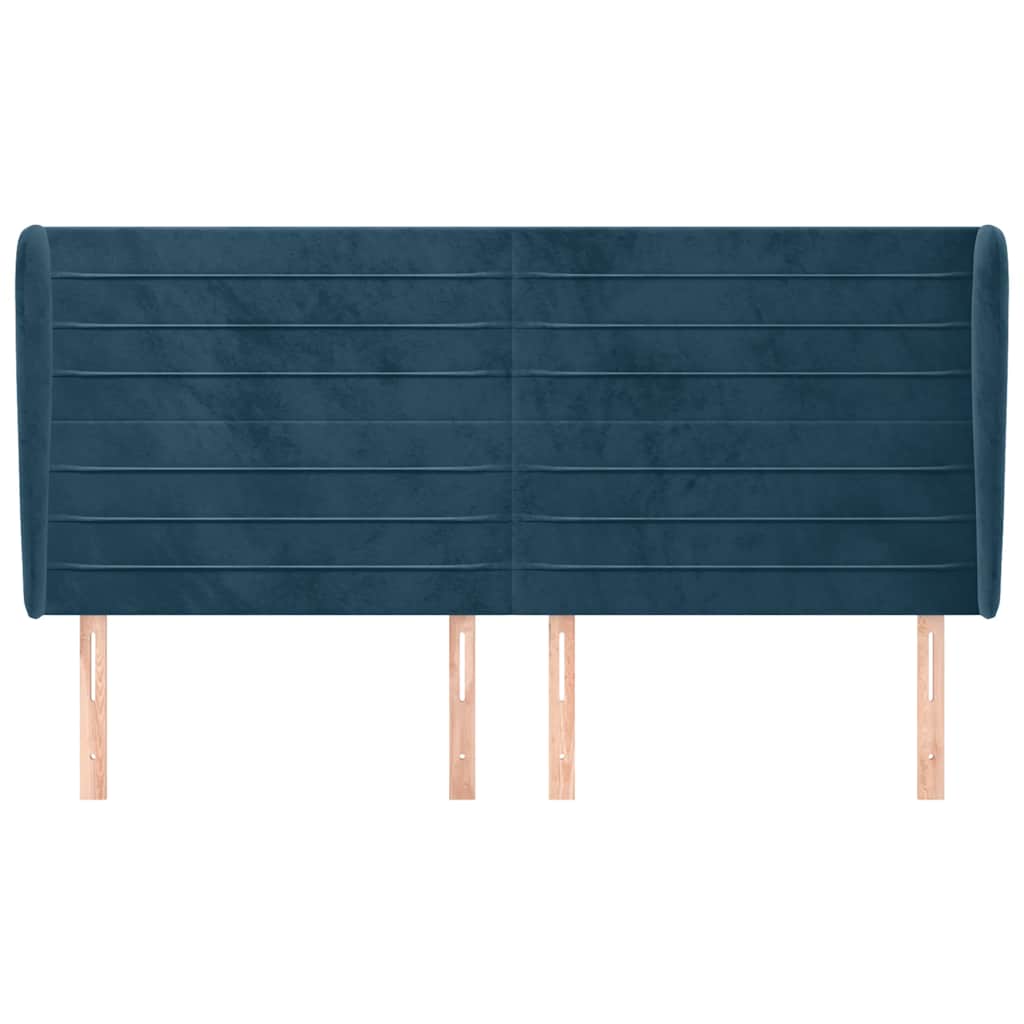 vidaXL Κεφαλάρι με ΠτερύγιαΣκούρο Μπλε 203x23x118/128 εκ. Βελούδινο