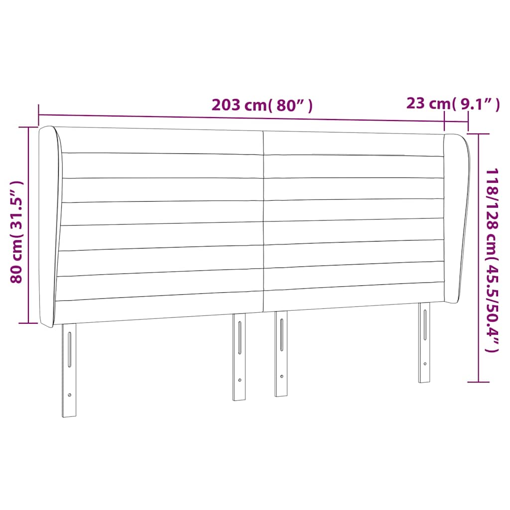vidaXL Κεφαλάρι με Πτερύγια Μαύρο203x23x118/128 εκ. Υφασμάτινο