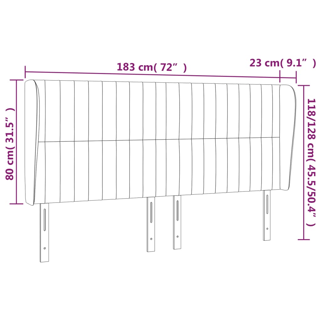 vidaXL Κεφαλάρι με Πτερύγια Ανοιχτό Γκρι 183x23x118/128 εκ. Υφασμάτινο