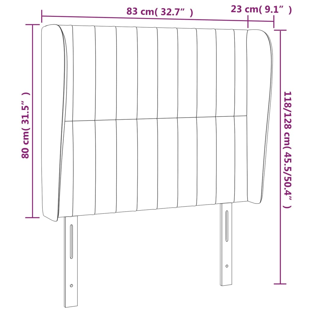vidaXL Κεφαλάρι με Πτερύγια Ροζ 83x23x118/128 εκ. Βελούδινο