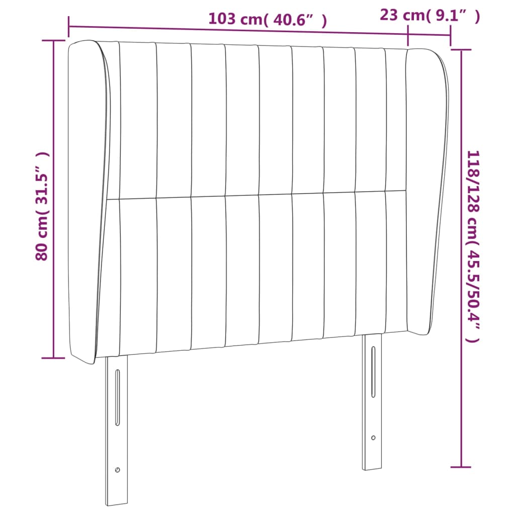 vidaXL Κεφαλάρι με Πτερύγια Ροζ 103x23x118/128 εκ. Βελούδινο