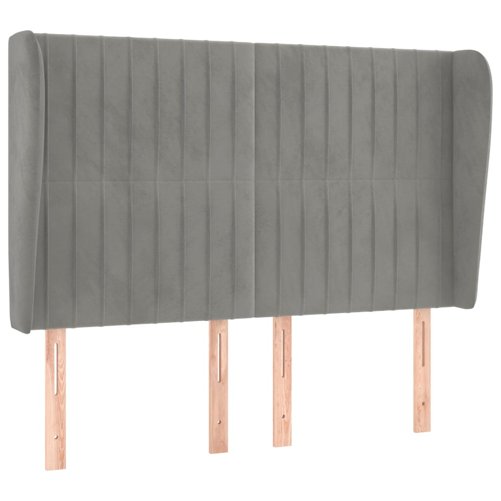 vidaXL Κεφαλάρι με Πτερύγια Ανοιχτό Γκρι 147x23x118/128 εκ. Βελούδινο