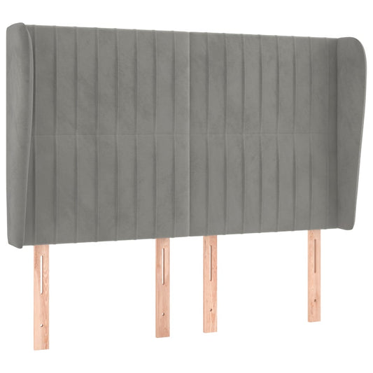 vidaXL Κεφαλάρι με Πτερύγια Ανοιχτό Γκρι 147x23x118/128 εκ. Βελούδινο