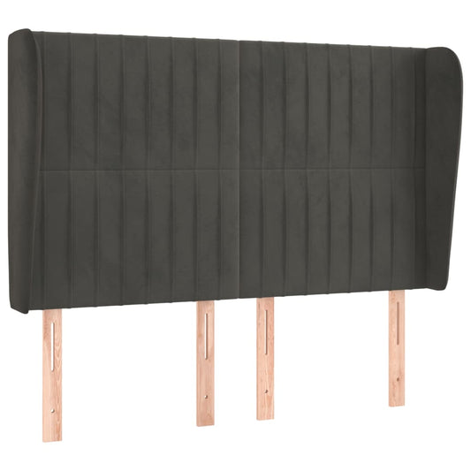 vidaXL Κεφαλάρι με Πτερύγια Σκούρο Γκρι 147x23x118/128 εκ. Βελούδινο
