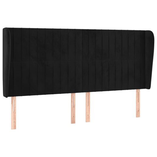 vidaXL Κεφαλάρι με Πτερύγια Μαύρο 183x23x118/128 εκ. Βελούδινο
