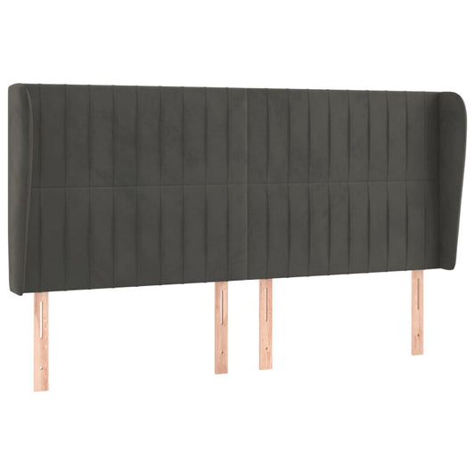 vidaXL Κεφαλάρι με Πτερύγια Σκούρο Γκρι 203x23x118/128 εκ. Βελούδινο