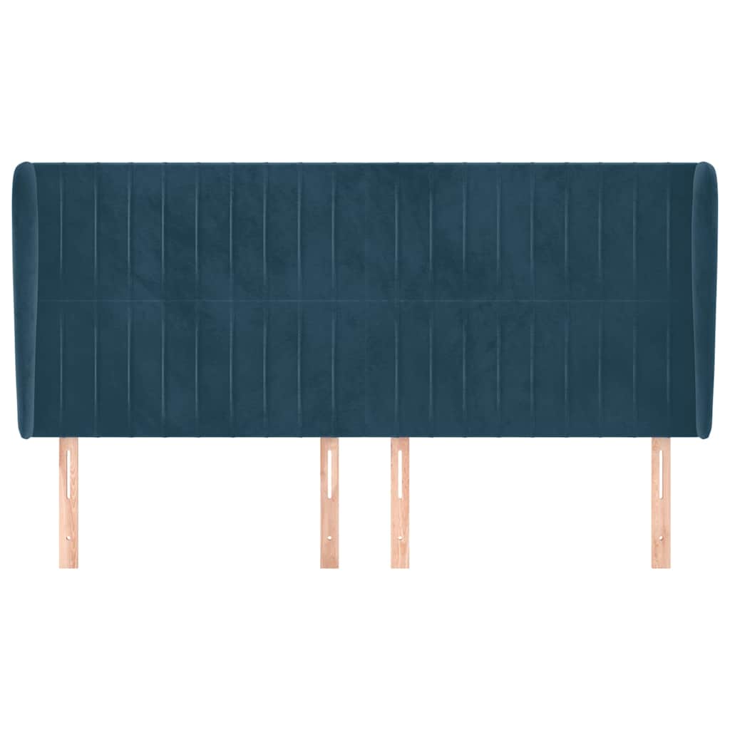 vidaXL Κεφαλάρι με ΠτερύγιαΣκούρο Μπλε 203x23x118/128 εκ. Βελούδινο