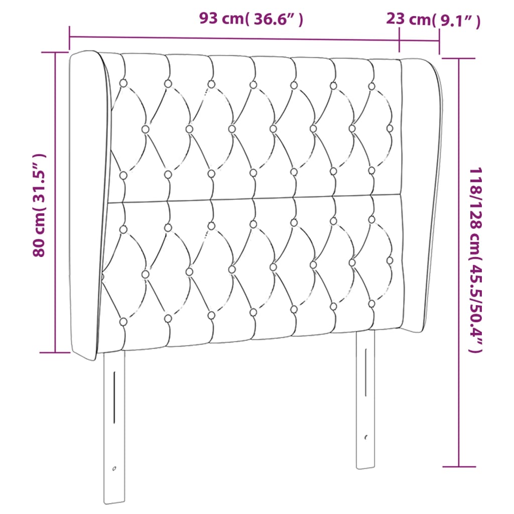 vidaXL Κεφαλάρι με Πτερύγια Taupe 93 x 23 x 118/128 εκ. Υφασμάτινο