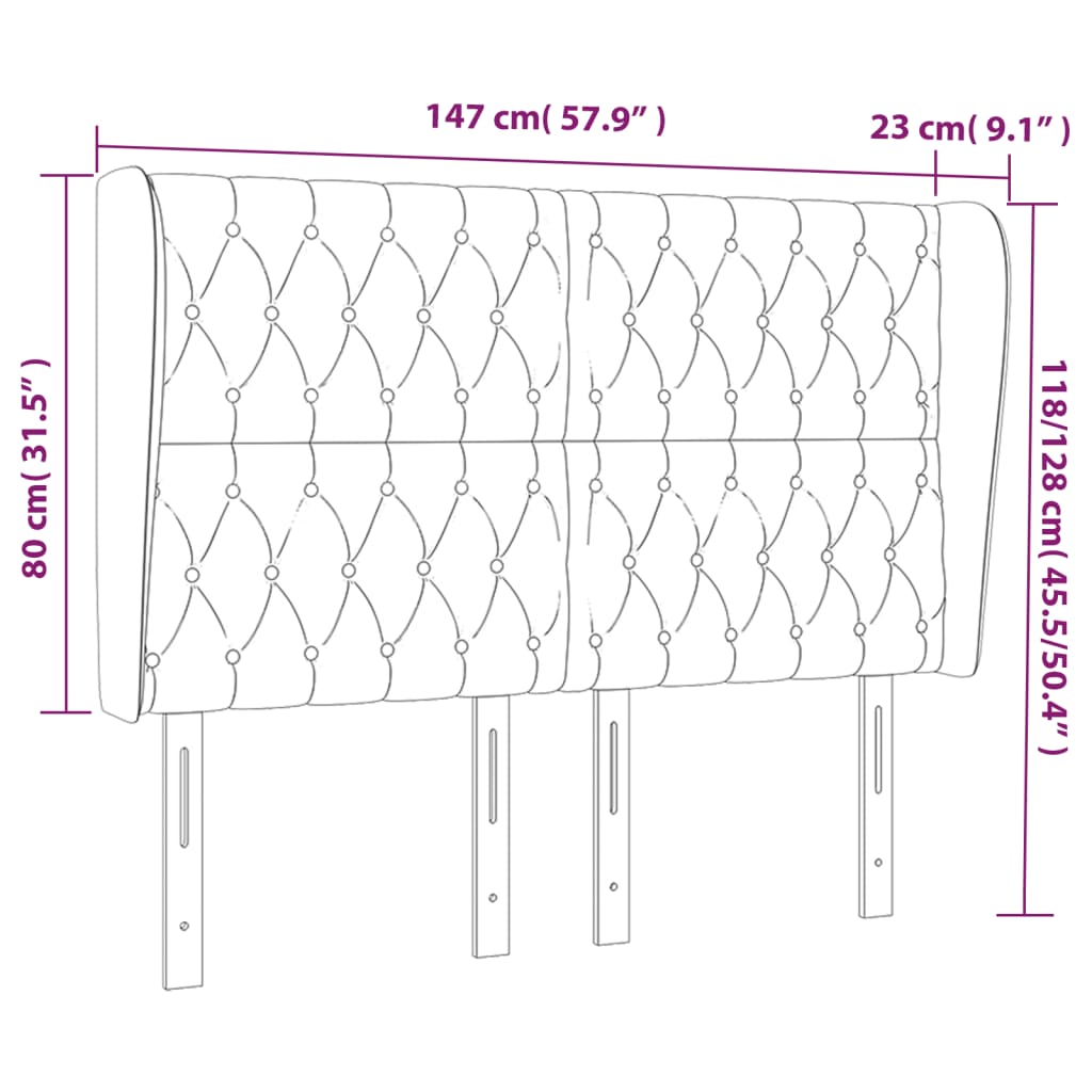 vidaXL Κεφαλάρι με Πτερύγια Μπλε 147x23x118/128 εκ. Υφασμάτινο