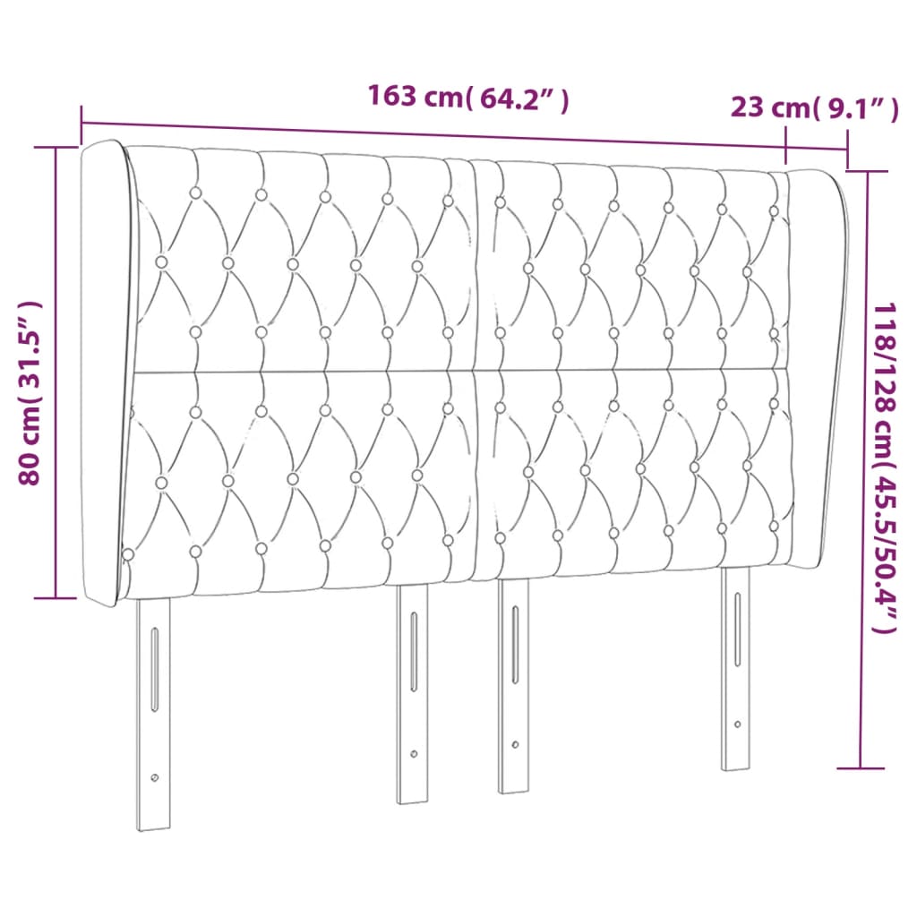 vidaXL Κεφαλάρι με Πτερύγια Taupe 163x23x118/128 εκ. Υφασμάτινο