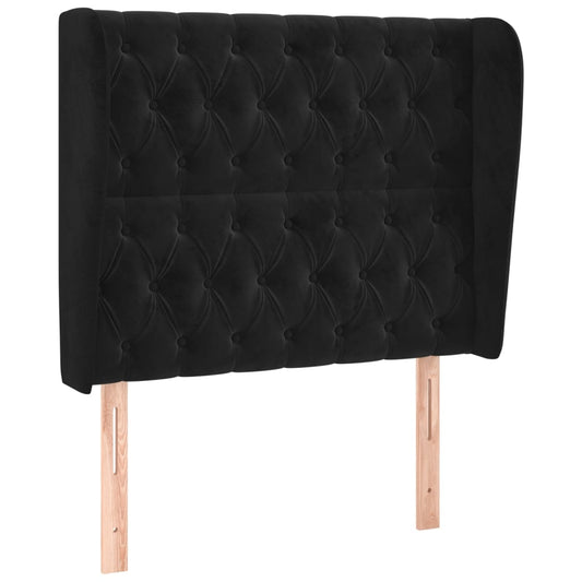 vidaXL Κεφαλάρι με Πτερύγια Μαύρο 103x23x118/128 εκ. Βελούδινο