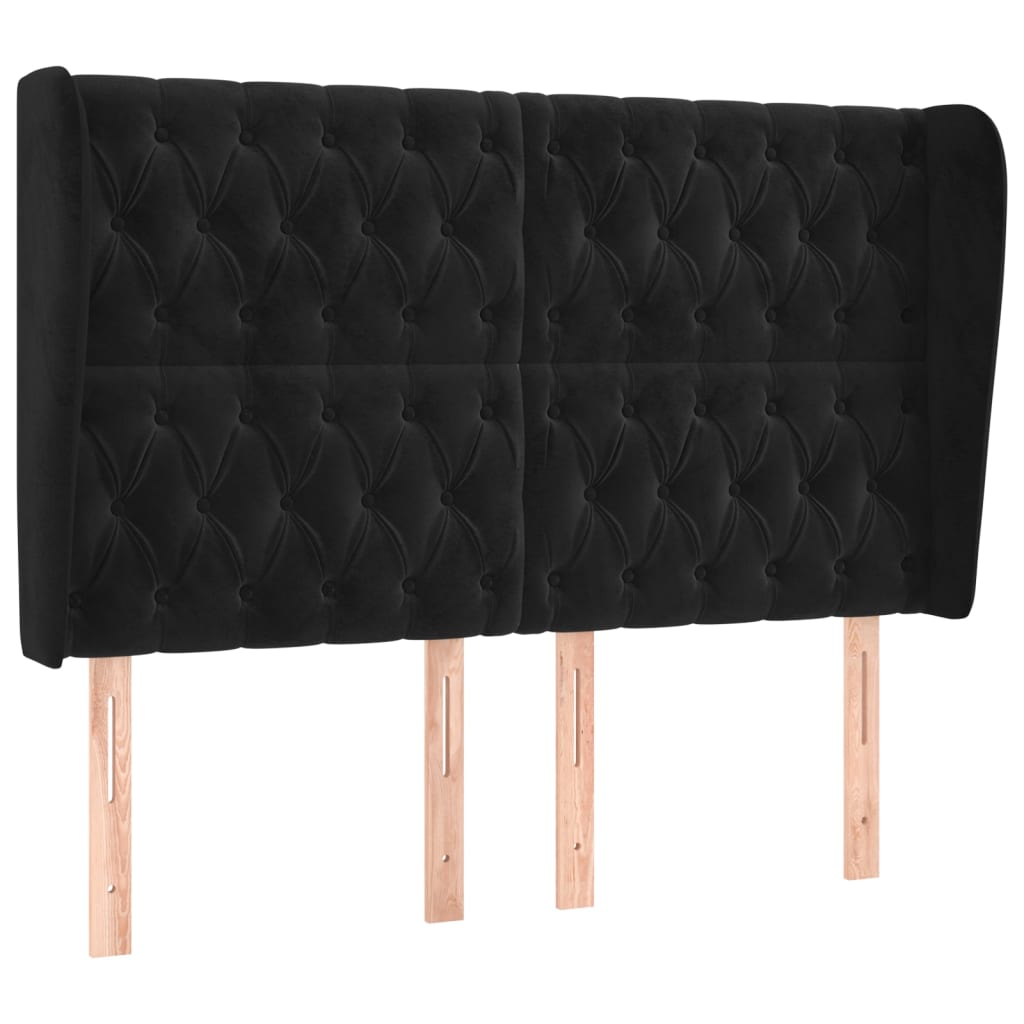 vidaXL Κεφαλάρι με Πτερύγια Μαύρο 163x23x118/128 εκ. Βελούδινο