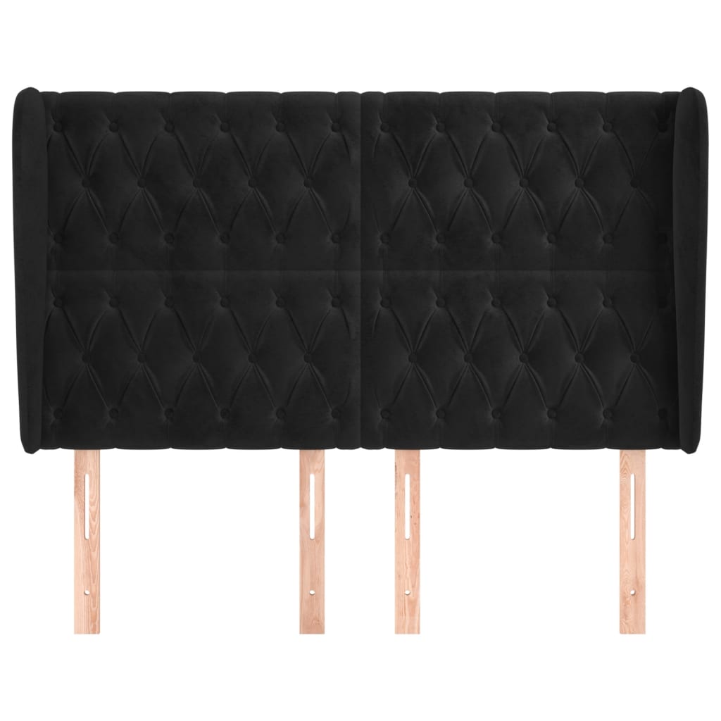 vidaXL Κεφαλάρι με Πτερύγια Μαύρο 163x23x118/128 εκ. Βελούδινο
