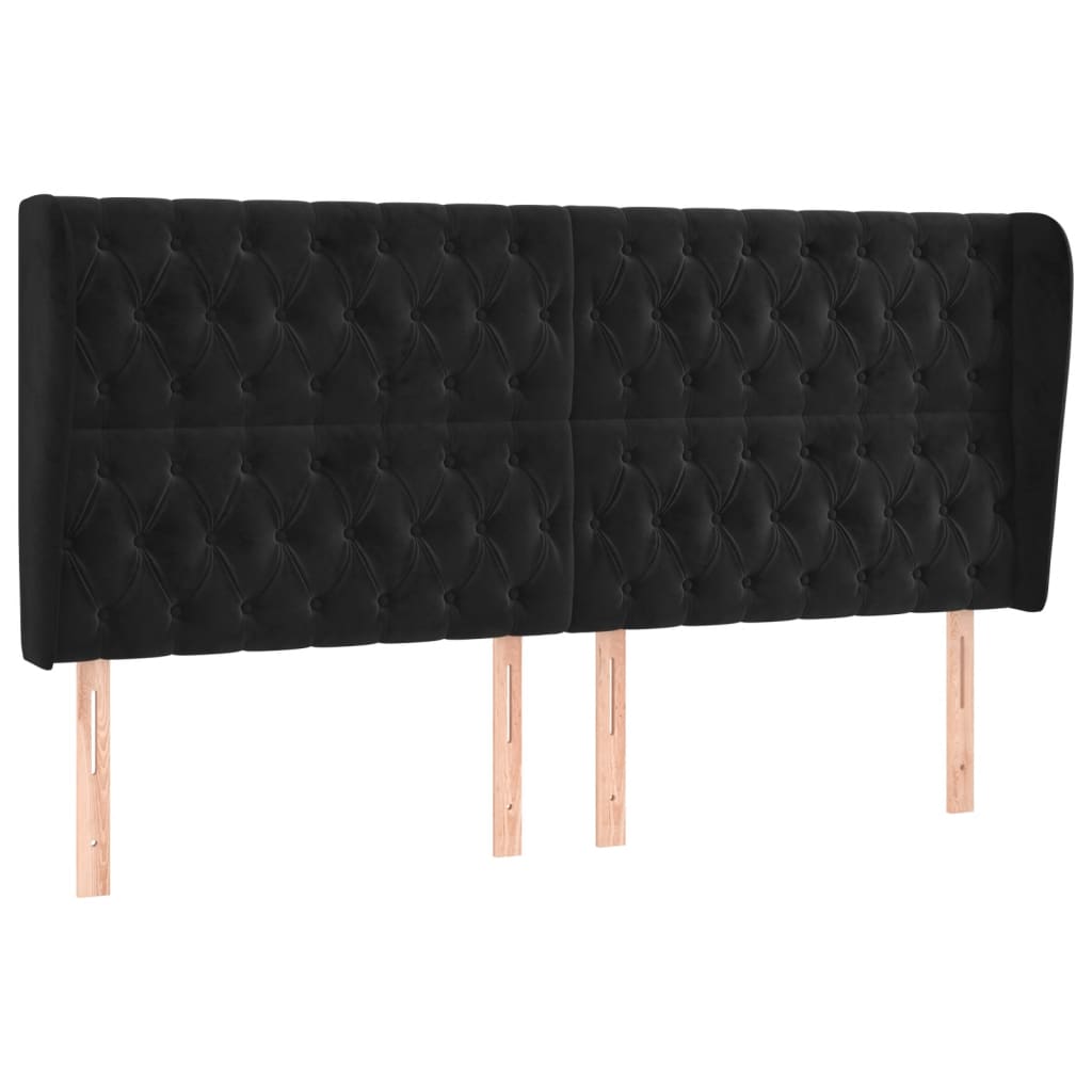 vidaXL Κεφαλάρι με Πτερύγια Μαύρο 183x23x118/128 εκ. Βελούδινο