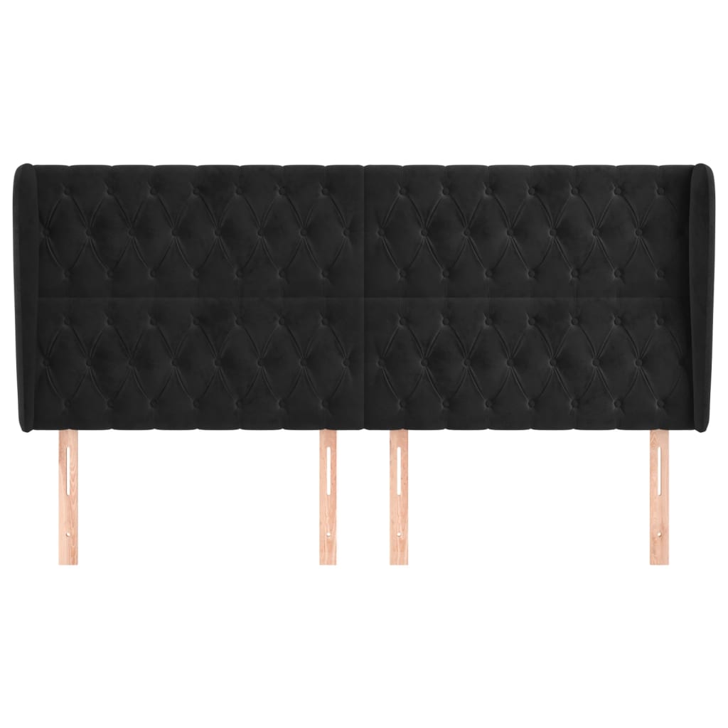 vidaXL Κεφαλάρι με Πτερύγια Μαύρο 183x23x118/128 εκ. Βελούδινο