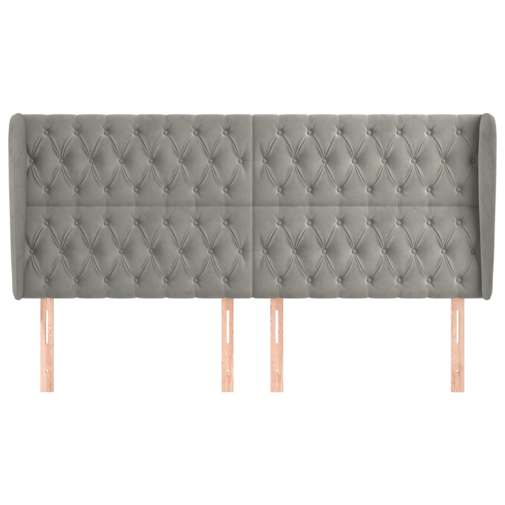 vidaXL Κεφαλάρι με Πτερύγια Ανοιχτό Γκρι 203x23x118/128 εκ. Βελούδινο