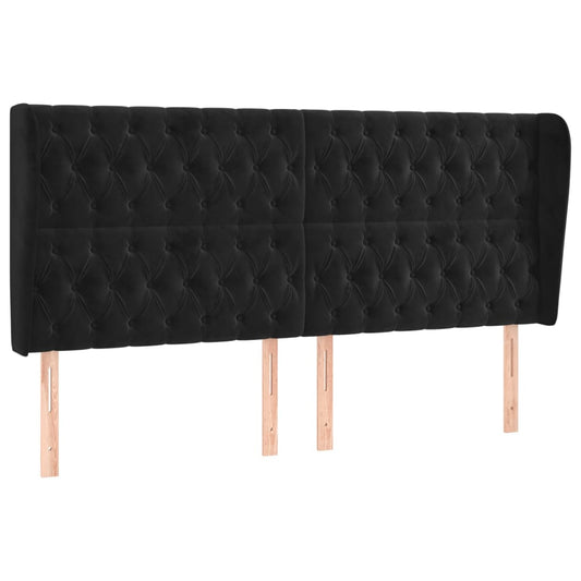 vidaXL Κεφαλάρι με Πτερύγια Μαύρο 203x23x118/128 εκ. Βελούδινο