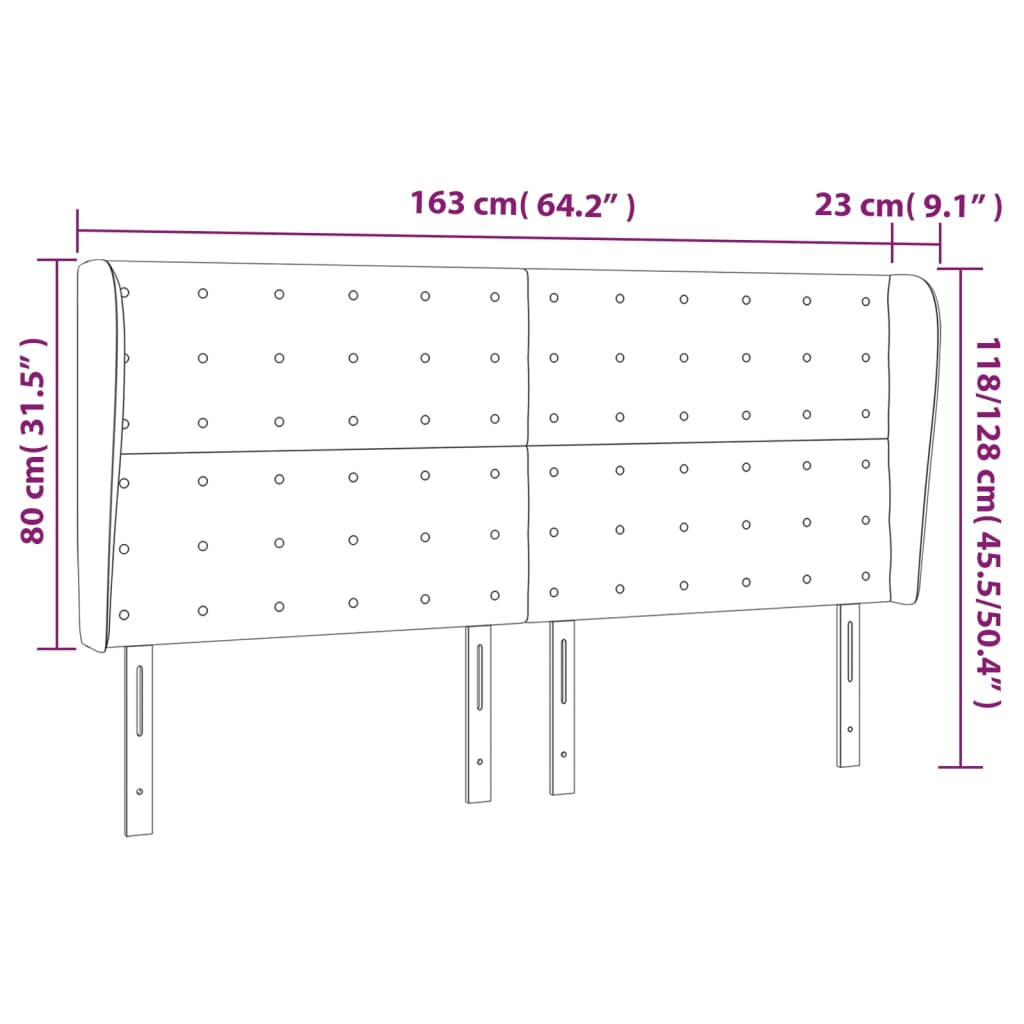 vidaXL Κεφαλάρι με Πτερύγια Ανοιχτό Γκρι 163x23x118/128 εκ. Υφασμάτινο