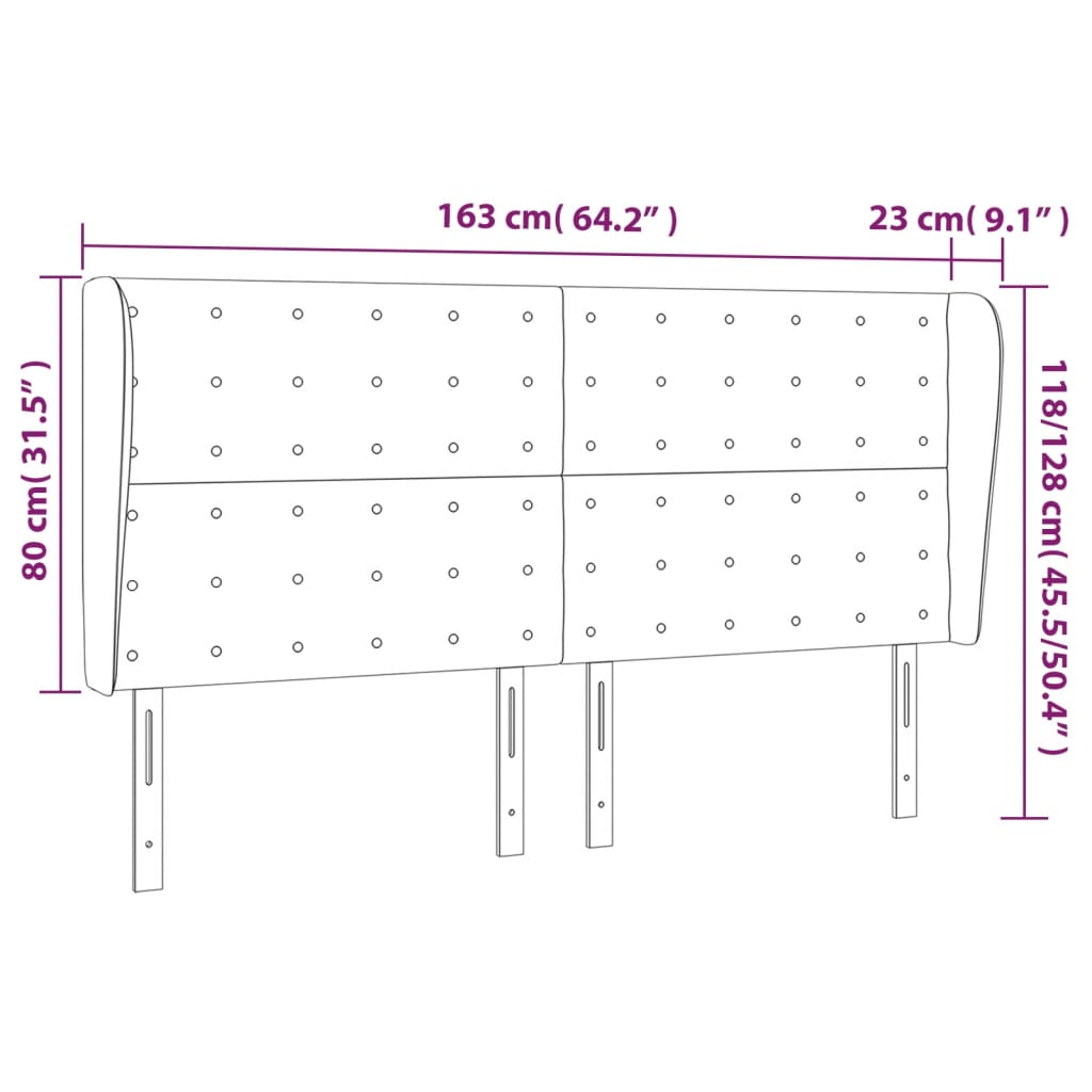 vidaXL Κεφαλάρι με Πτερύγια Κρεμ 163x23x118/128 εκ. Υφασμάτινο