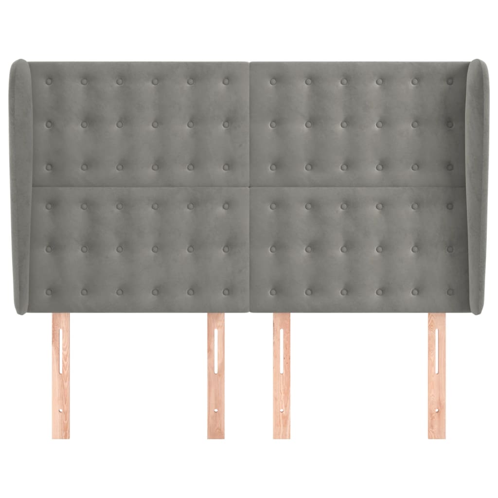 vidaXL Κεφαλάρι με Πτερύγια Ανοιχτό Γκρι 147x23x118/128 εκ. Βελούδινο