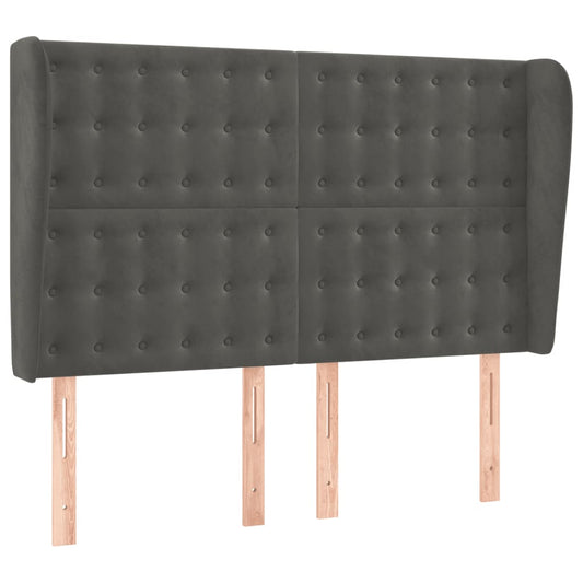 vidaXL Κεφαλάρι με Πτερύγια Σκούρο Γκρι 147x23x118/128 εκ. Βελούδινο